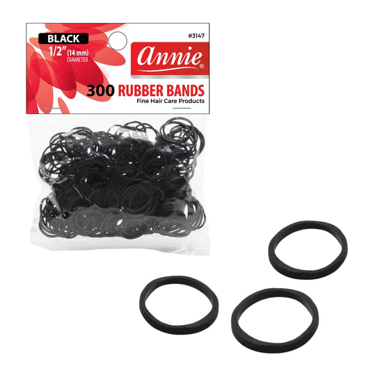 Annie 300 Black Rubber Bands