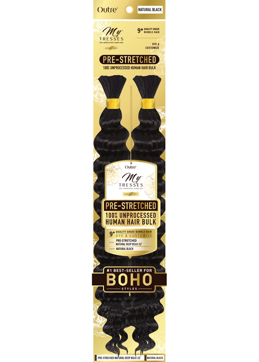My Tresses Gold Label Prestretched 100% Human Hair Boho Bulk Deep Wave 18in