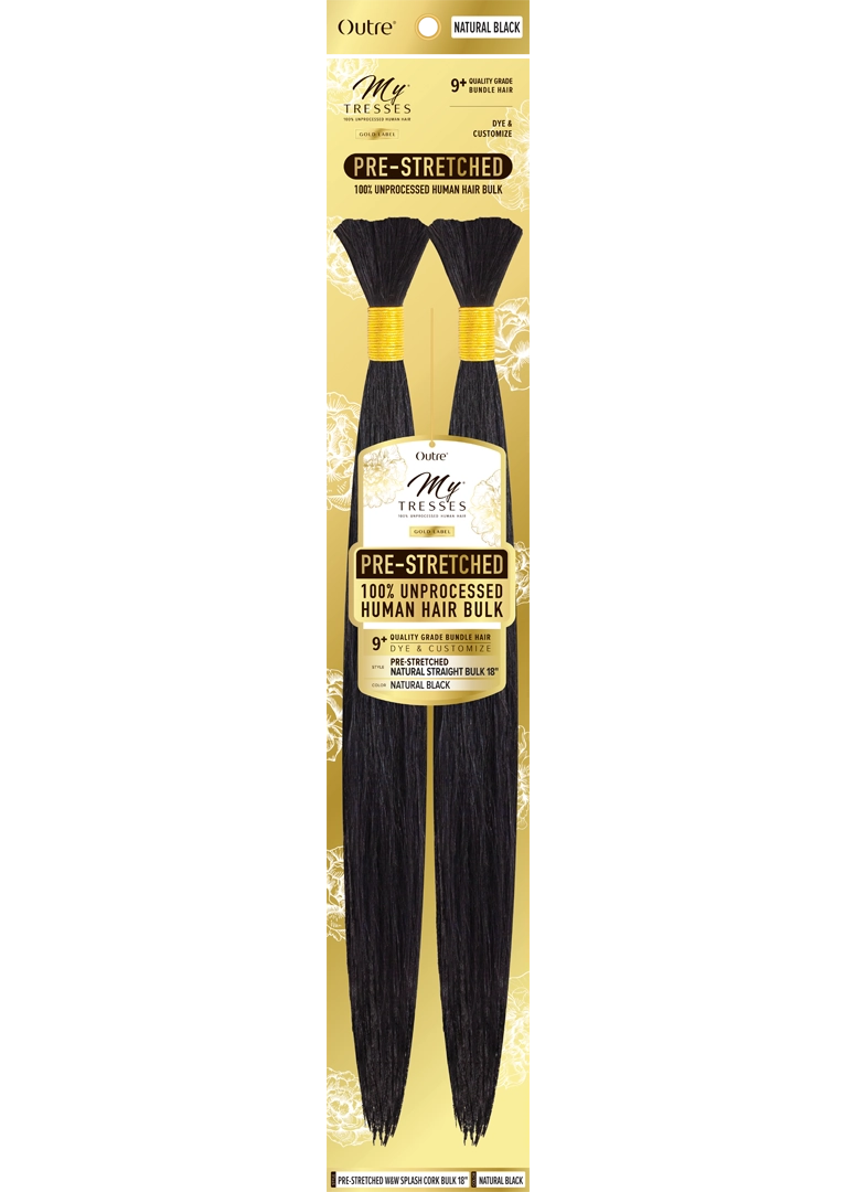 My Tresses Gold Label Prestretched 100% Human Hair Boho Bulk Straight 18in