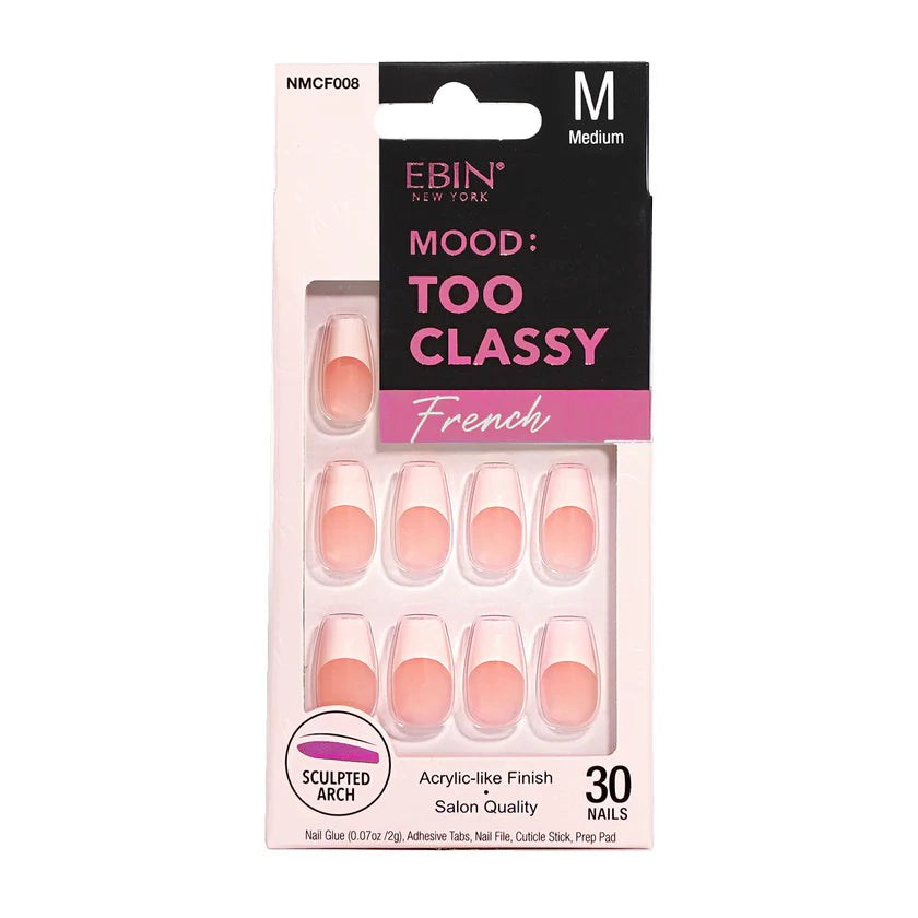 Ebin New York Mood: Too Classy French Press On Nails - French 008