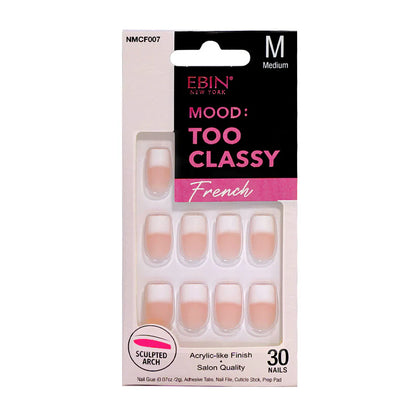 Ebin New York Mood: Too Classy French Press On Nails - French 007